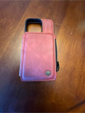 Source Unknown Pink Leather Wallet Phone Case with Zipper Pocket